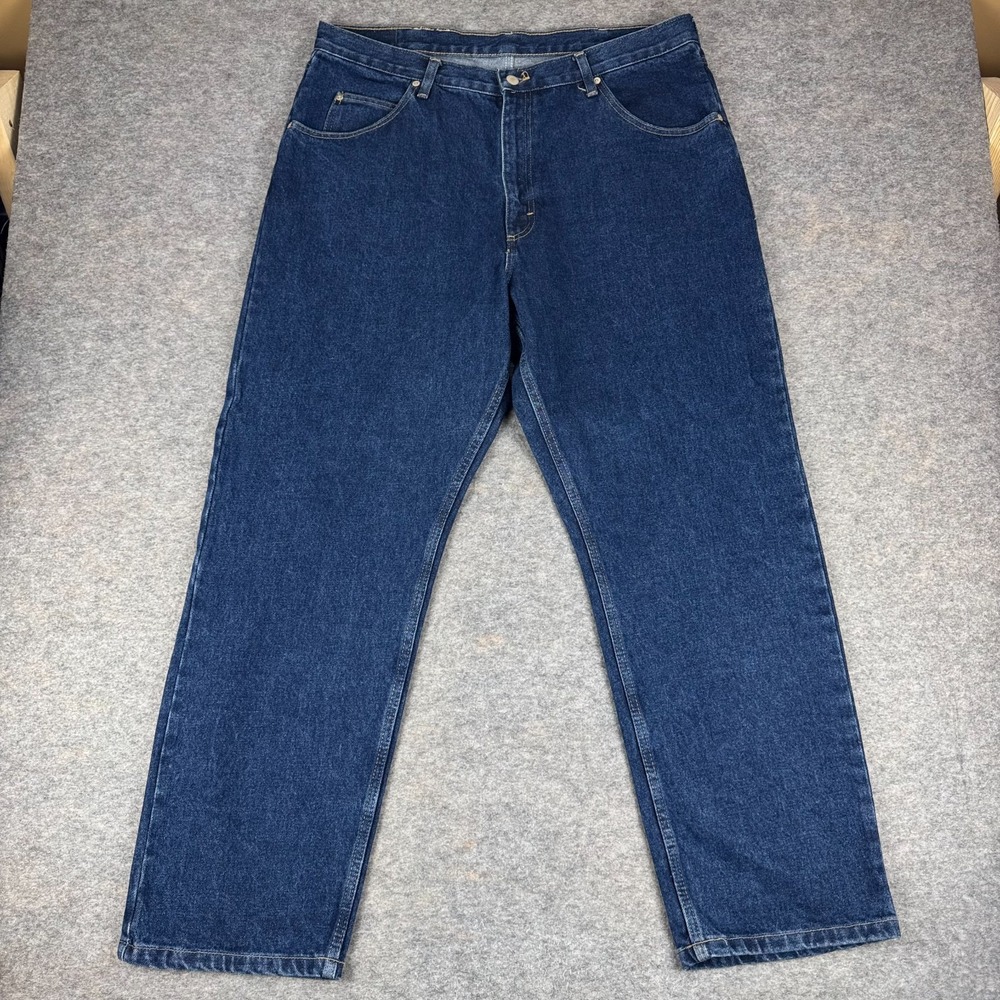 Wrangler Five Star Denim Jeans Relaxed Fit Cotton Pockets Blue‎ Mens 38x30
